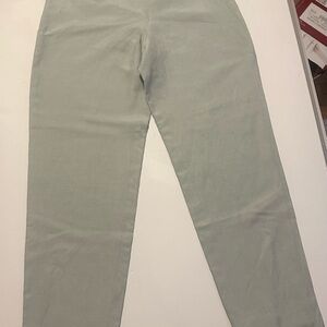 SIGRID OLSON Women's Size 8 Petite Pants Side Zip Light Green Silk Linen Career